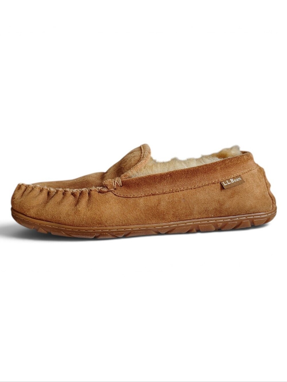 LL Bean Men's Wicked Good Venetian Slippers Suede Shearling Moccasin Shoes Sz 10